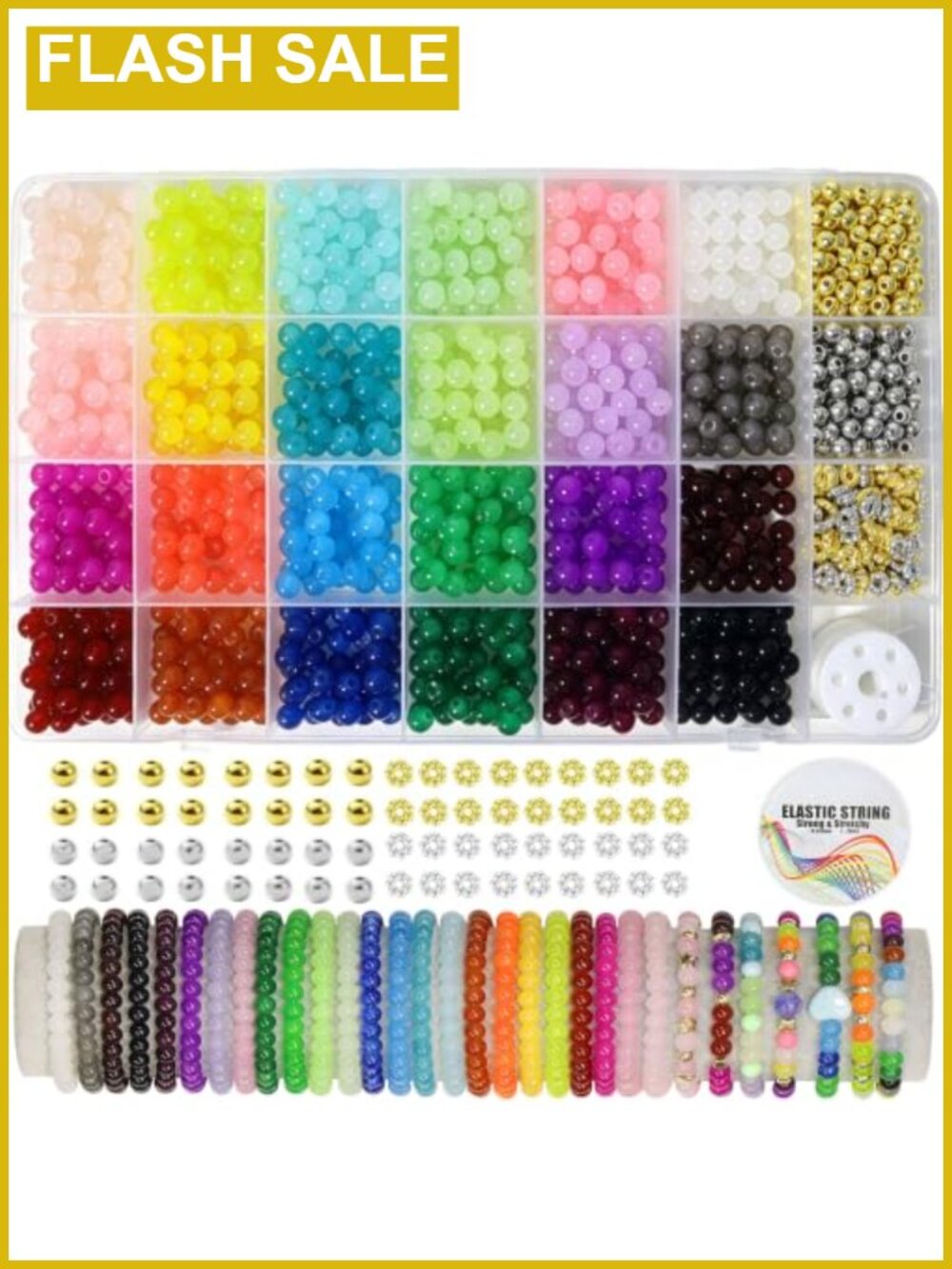 1330pcs 6mm Glass Beads 24 Colors Crystal Bead Bracelet Jewelry Making Kits